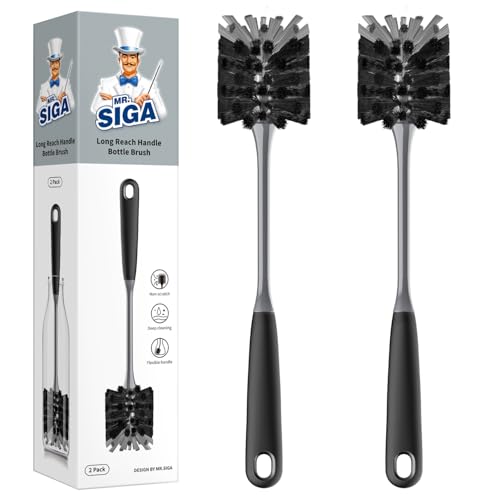 MR.SIGA Long Handle Bottle Brush, Non-Scratch Water Bottle Brush Cleaner - color: Black