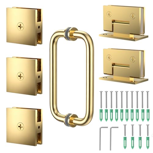 304 Stainless Steel Shower Door Hardware Kit - color: Brushed Gold