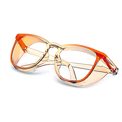 MORK&SUKY Safety Glasses, Stylish Goggles With No Fog Lense, Alternatives To Regular Protective Eyewear For Lab and Nursing. - color: Orange