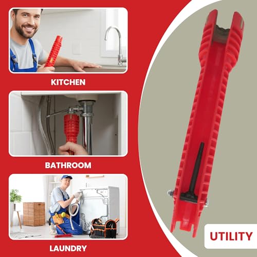 Faucet and Sink Wrench Tool - Multi-Function Basin Wrench - Plumbing Installation Tool for Tight Spaces - Kitchen Bathroom Sink Faucet Installer - Under Sink Wrench Set - Plumber Tools (8-in-1 Kit)