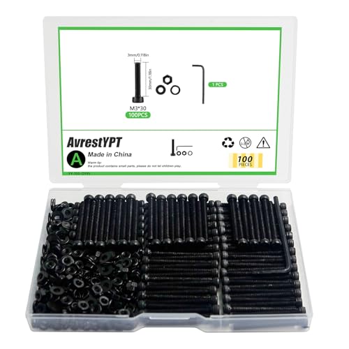 100 Pcs M3 x 30mm Socket Head Screws, Grade 12.9 Alloy Steel Fully Threaded Machine Screws, Metric Bolts Assortment Kit for Furniture Assembly - size: M3x30mm-100pcs