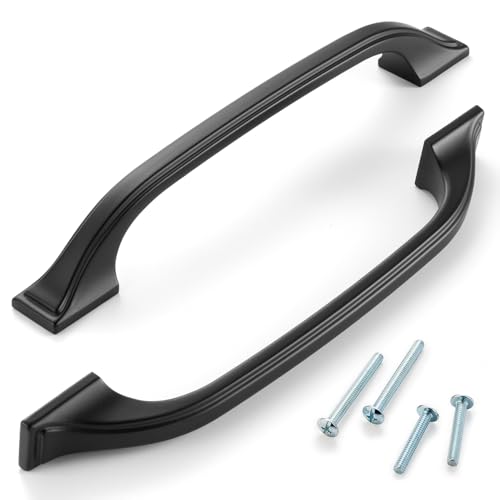5 Inch Matte Black Cabinet Pulls Arch Drawer Handles 10 Pack P2409 - color: Black, size: 5" Hole Centers-10 Pcs