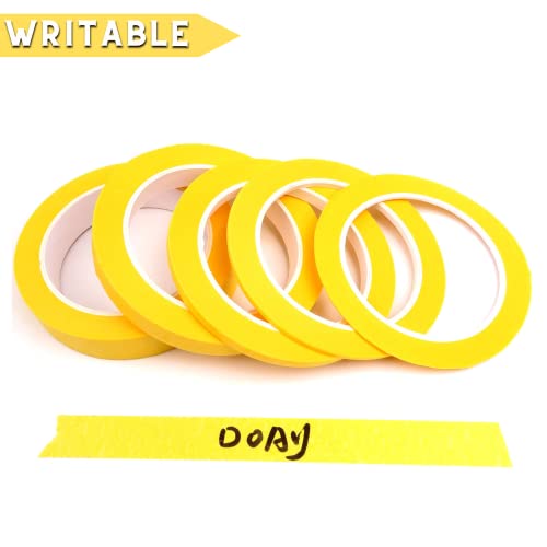 5 Rolls Pinstripe Tape - Masking Tape 1/16", 1/8", 1/4", 1/2", 3/4" - Thin Painters Masking Automotive Tape for DIY, Car, Auto, Paint, Art, Tumblers (Yellow) - color: Yellow
