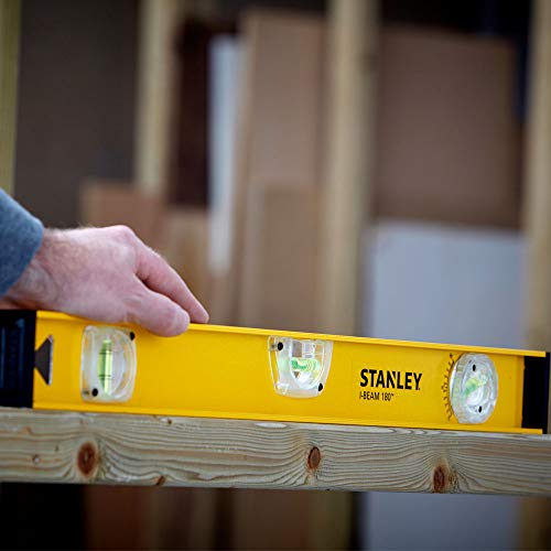 Stanley -180 I Beam Level 3 Vials 600mm 1 42 920 | 3 Tubular Vials, Highly Accurate, Durable Aluminium Body with Shock Absorbing End Caps - color: Others