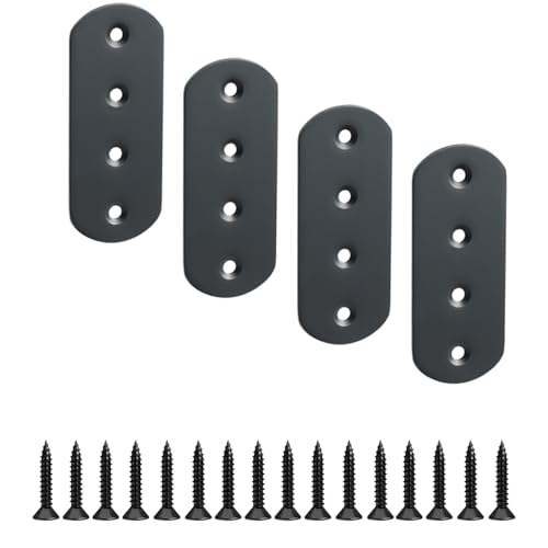 Alise 4 Pcs Black Flat Mending Plates for Wood Furniture,100x38mm - color: Matte Black, size: 100mmX38mm