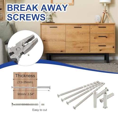 PATIKIL Door Handle Screws M4 x 90mm, 10 Set Cabinet Handle Break Away Screws for Drawer Pull with M4 x 25mm Sleeve Slub Bolt for Door Lever Knob - size: M4 x 90mm
