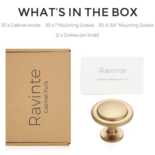 Ravinte Champagne Bronze Cabinet Knobs Zinc Drawer Knobs 1-1/4 Inch 30 Pack - color: Champagne Bronze