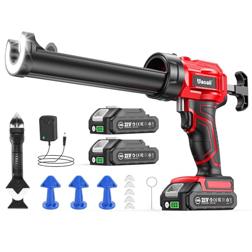 Electric Caulking Gun, Cordless Caulk Gun with 2x 2.0Ah Batteries - color: Red