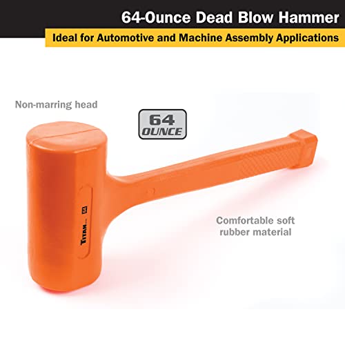 Titan 63164 4lb Dead Blow Hammer with Steel Shot Filled Head - size: 64oz