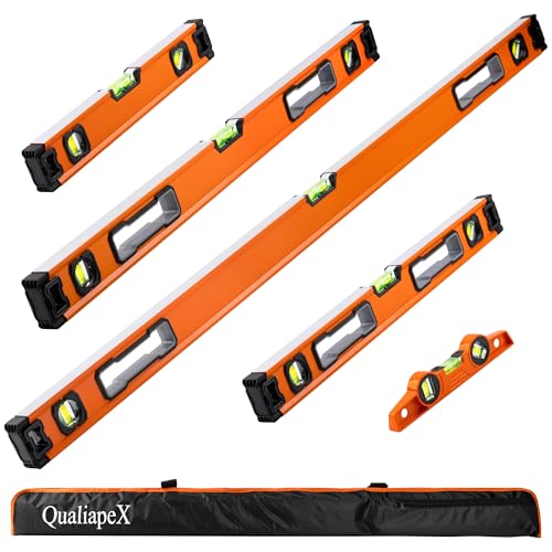 5-Piece Spirit Level Set, 10", 16", 24", 32", 48" Level Set with Magnetic Torpedo Level