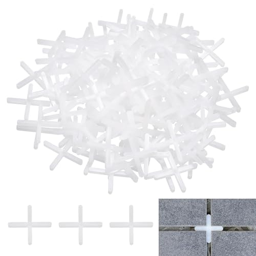 uxcell 400Pcs Tile Spacers, 2.5mm 3/32" Thick Cross Shape Wall Floor Tile Spacer Tiling Tools for Ceramic Tile Installation (PE Plastic, White) - size: 2.5mm