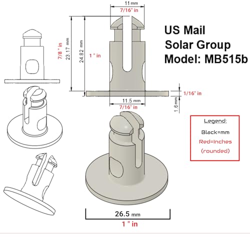 US Mail - Solar Group MB515 Mailbox Hinge Pin Replacement Set, Compatiable with Model MB515 2 Pack, 3D Printed ABS Resin, (Black) - color: Black