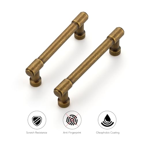Ravinte Antique Brass Kitchen Pulls Cabinet Handles 3-3/4 Inch 10 Pack - color: Antique Brass, size: 3-3/4 Inches Hole Center