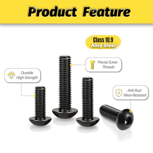 KADRICK 1000PCS M2.5 Screw Kit,Hex Socket Button Head Screw,Length 4MM-20MM - size: M2.5 1000Pcs 4-20mm