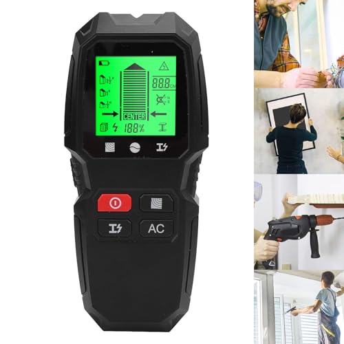 5-in-1 Stud Finder Wall Scanner with LCD Display | Electric Wire Finder, Wood and Metal Detector | High Accuracy Sensor for Cable, Stud Detection (Black)