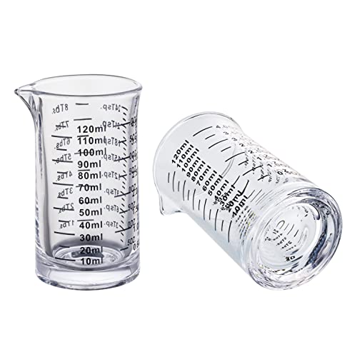 Ackers 4 Oz Glass Measuring Cup,Borosilicate Shot Glass with V-Shaped Spout(Pack of 2) - color: Black(Pack of 2)
