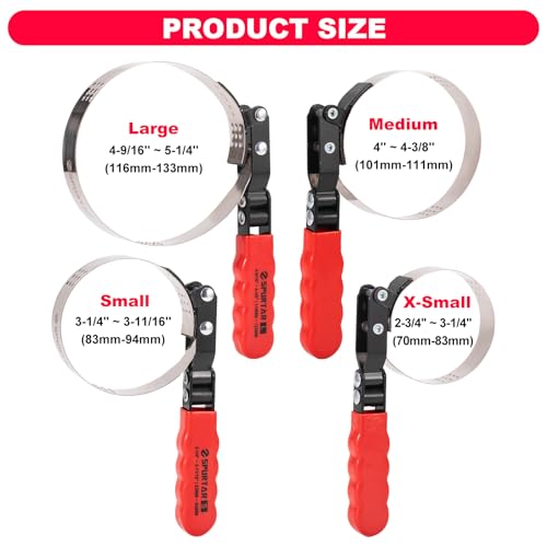 Spurtar 7pcs Swivel Oil Filter Wrench Set, 9" & 12" Oil Filter Removal Tool - size: 7-Piece Set: 2-3/4" - 5-1/4"