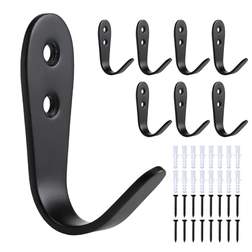 Stainless Steel Hooks for Hanging, Heavy Duty Hook, Wall Hooks Key Holder Wall Mount Hanger Coat Hook Garage Storage Screw Utility Hooks, 8 Pack (Black) - color: Black V