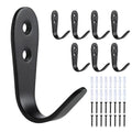 Stainless Steel Hooks for Hanging, Heavy Duty Hook, Wall Hooks Key Holder Wall Mount Hanger Coat Hook Garage Storage Screw Utility Hooks, 8 Pack (Black) - color: Black V