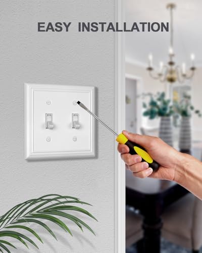 Switch Plates Outlet Covers, 2-Pack Metal Wall Plates, Pure White - color: Pure White, size: 2 Toggle 2PK