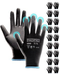 PACIFIC PPE PU Coated Grip Work Gloves, Touchscreen, Seamless Knit, Small - color: Black (18 Pairs), size: Small(Fits like XS)