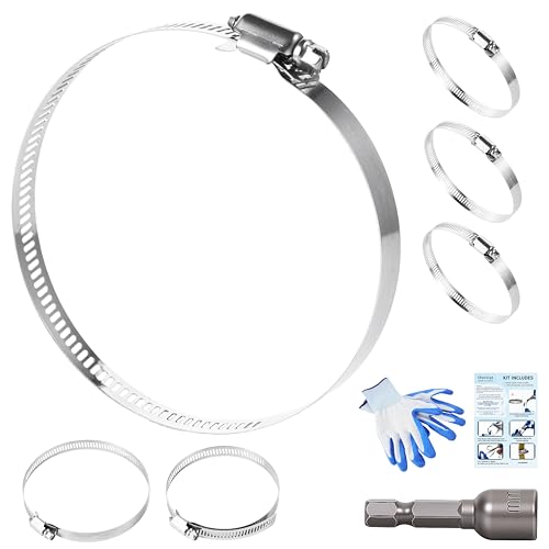 4-1/4 Inches Hose clamps, 304 Stainless Steel Worm Gear Hose Clamps,10 Pcs Fuel Line Pipe Clamps - size: 3.3 in - Φ84~108 mm