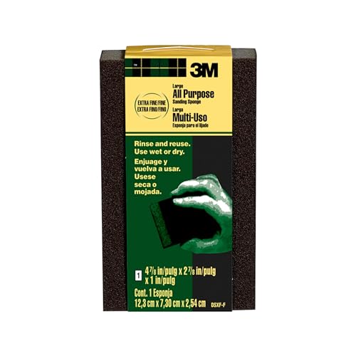 3M™ General Purpose Sanding Sponge DSXF-F-ESF-10, 2 7/8 in x 4 7/8 in x 1 in, Extra Fine/Fine, 10 ea/cs - size: 4-7/8 in x 2-7/8 in, style: Extra Fine/Fine
