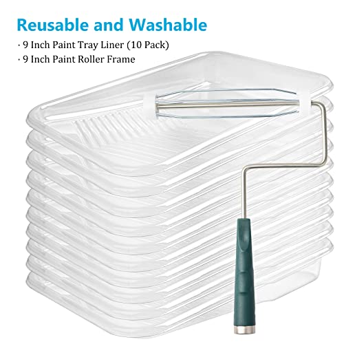 Mister Rui 9 Inch Paint Tray Set, 12 Pack with Tray Liners and Frame - color: 9 Inch, 12 Pack