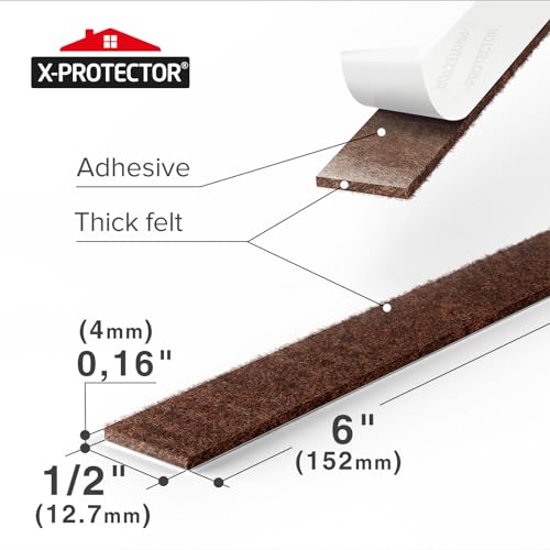 X-Protector Felt Furniture Pads - 20 PCS 6 x 1/2" - Premium Felt Strips - size: 6 x 1/2 inch