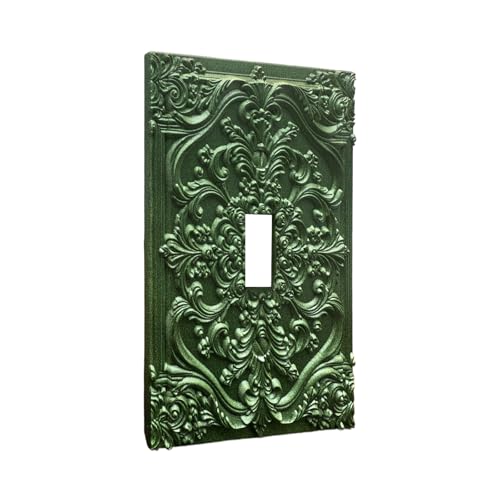 Decorative Light Switch Plate Covers Green Flower Elegant 3D Floral Embossed 1 Gang Light Switch Cover Plate Single Toggle Wall Plate Outlet Covers Faceplate for Bedroom Home Decor - color: Green, size: 1-Gang Toggle/ 5 x 3 IN