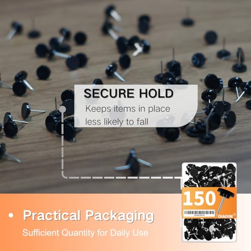 150PCS Black Thumb Tacks for wall Push pins for wall thumbtacks for Hanging - color: Black