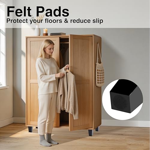 Set of 16 Black 4 Inch Square Solid Wood Furniture Legs Wooden Replacement Feet for Sofa Legs Replacement, Couch Feet Replacement, Chair, Bed, Includes M8 Iron Washers, Screws, Felt Pads & Screwdriver - size: 4 Inch