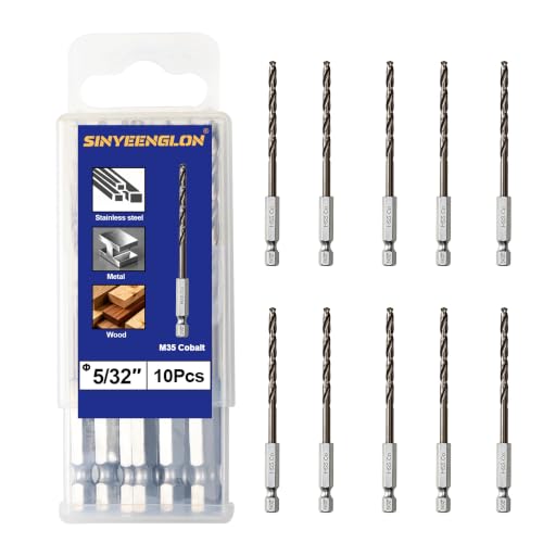 5/32 Drill Bits for Metal and Hard Steel(10Pcs),M35 Cobalt Impact Drill Bit Set with Quick Change Hex Shank,with Storage Case - size: 5/32(10pcs)