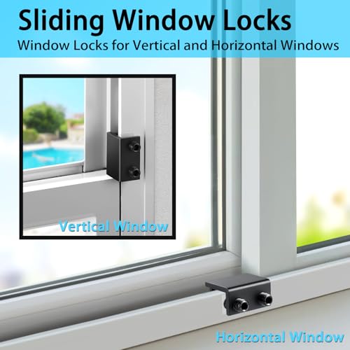 ZRFCXE Window Locks, Fits Horizontal & Vertical Sliding Windows (4 Pack) - color: Black, size: 4 Pack
