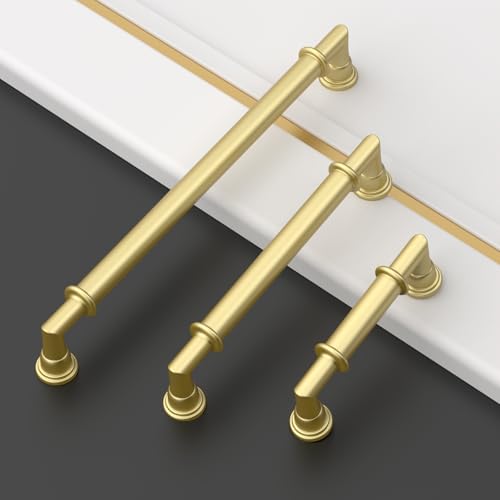 Asidrama 10 Pack 3.75 Inch(96mm) Brushed Gold Kitchen Cabinet Handles, Cabinet Pulls Kitchen Cabinet Hardware for Cupboard Drawer Pulls 2281 - color: Brushed Gold, size: 3.75" Hole Center
