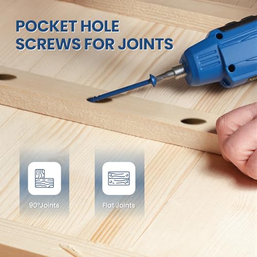 Kryonix Pocket Hole Screws #8 x 1-1/4 Inch, 600PCS Exterior Pocket Screws - size: #8 x 1-1/4"