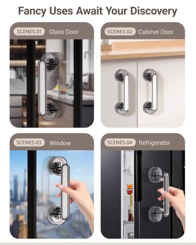 Esvara Suction Cup Grab Bar Handle, Multi-Surface Safety Grip Handle for Shower Door, Glass Sliding Door, Refrigerator, Microwave, Window, Cabinet, and More (1 Pack, Black)