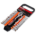 Egofine 28pcs 1/4 Inch Ratchet Socket Wrench Set, Drive Socket Set with 12 Sockets and 14 Bit Socket Set, with Extension Bars - color: 28pc Standard Socket Set, size: 1/4