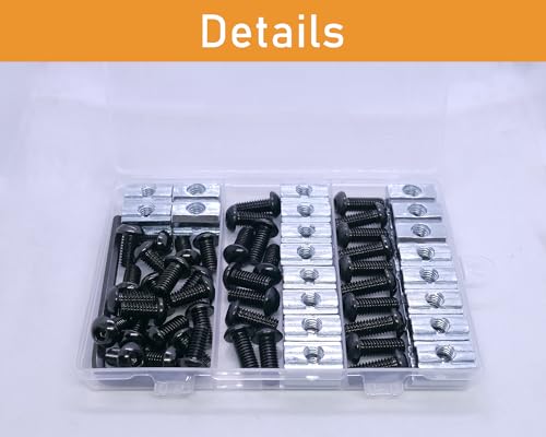 80 pcs M6 T Nut and Screws Kit, 40pcs M6 x 12/14/16mm Stainless Steel Head Socket Cap Screws, 40pcs Sliding T Nut and 1pcs Hex Wrench, for 1010 Aluminum Extrusion Hardware (Black) - color: Black, size: 80pcs 1010 Series M6 Screws Kit