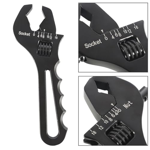WFLNHB 3AN-16AN Adjustable Wrench Aluminum Tool Spanner for Hose End Fitting Black