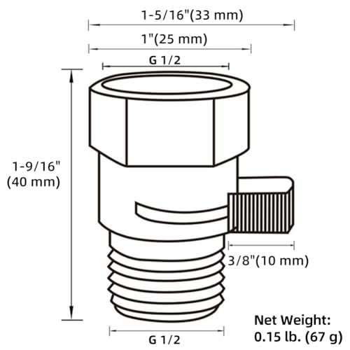 APLusee G 1/2 Water Flow Shut off Valve for Bathroom Shower Head, Chrome - color: Chrome