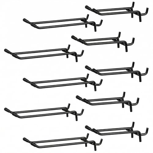 Pegboard Hooks, 10 Pack 4" 6" Dual Arm Peg Board Heavy Duty Hangers (Black) - color: Black