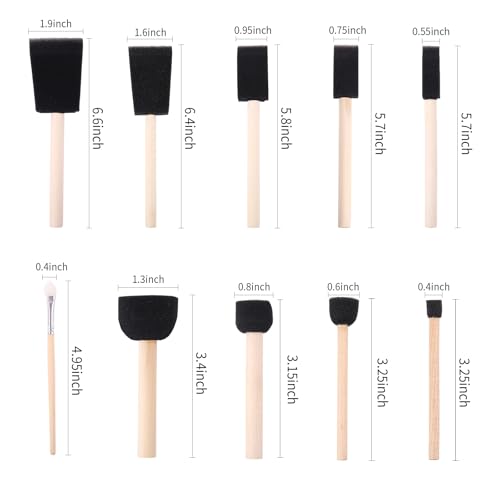 Foam Paint Brushes, 48 Pcs -10 Sizes, Paint Sponge, Premium Foam Brushes - color: Black