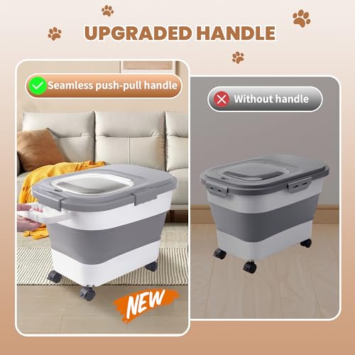 15-23Lbs Airtight Dog Food Storage Container,Collapsible Dog Food Container - color: Grey/23 LBS