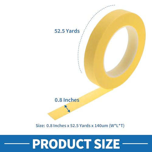 Painters Tape Easy Removal 0.8 Inches x 52.5 Yards Masking Master Tape Yellow - color: Yellow, size: 0.8 Inches x 52.5 Yards