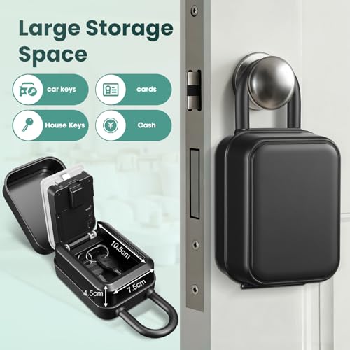 Smart Key Lock Box Electronic Bluetooth Lock Box with TTLOCK APP Control & PIN Code Types,Share eKey Lock Box for Airbnb Realtor House Office with Removable Shackle