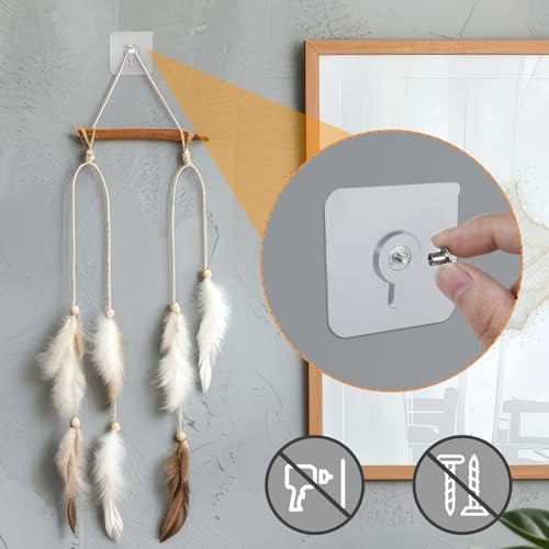 Mabor Drill Free Adhesive Hooks, 6Pcs Plastic Picture Hangers Without Nails