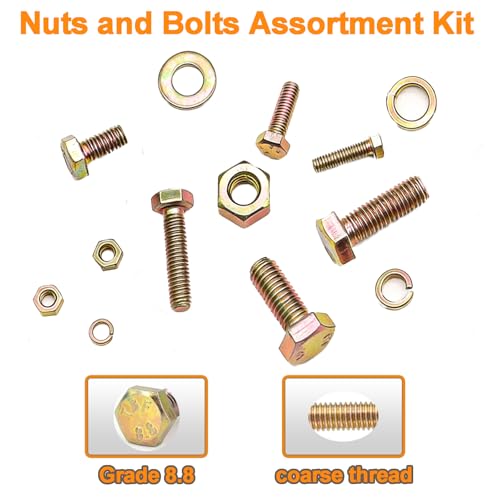 1480pcs Metric Nuts and Bolts Assortment Kit, M4 M5 M6 M8 Bolt Assortment, Grade 8.8 Alloy Steel with Yellow Zinc Plated, Length from 12-30mm - size: 1480PCS Metric (M4, M5, M6, M8)