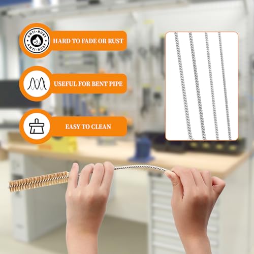 16pcs Brass Wire Brush Tube Cleaning Brush 12" Round Brushes Kit - size: 16