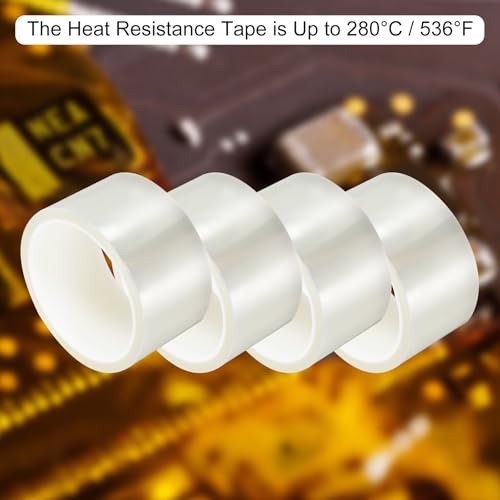 uxcell Clear Heat Tape, 1 Roll 50mmx33m 108ft High Temperature Heat Resistant Tape for Sublimation,Heat Vinyl Press,Heat Transfer, Circuit Board, No Residue - color: Clear, size: 50mmx33m